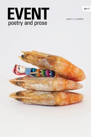 three shrimp on a white background for event 49/2 cover
